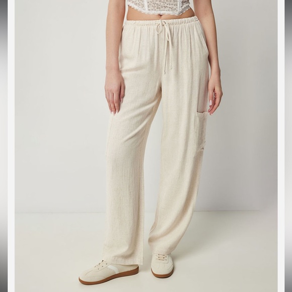 Ardene Pants - Linen Cream Wide Leg Linen Trousers Summer Beach Pants